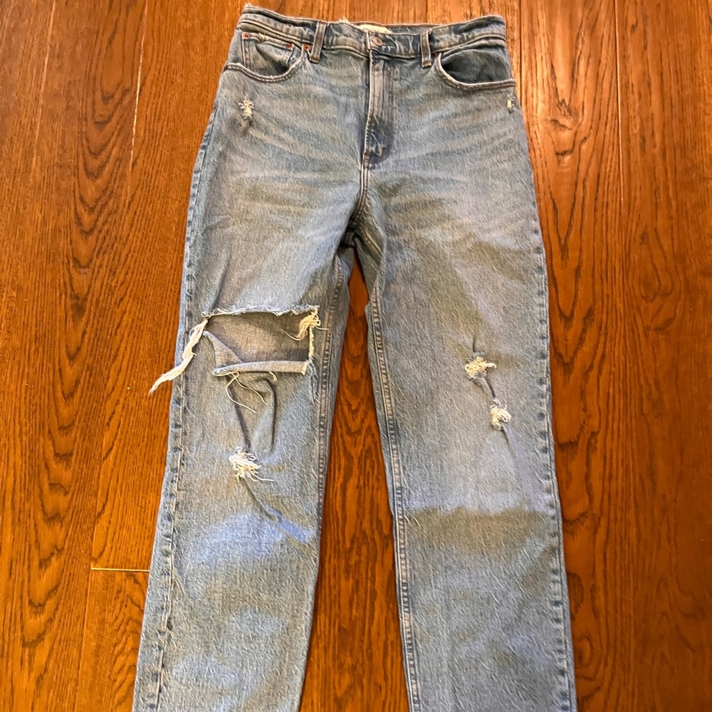 Abercrombie & Fitch Ripped Light Blue Boyfriend Jeans
